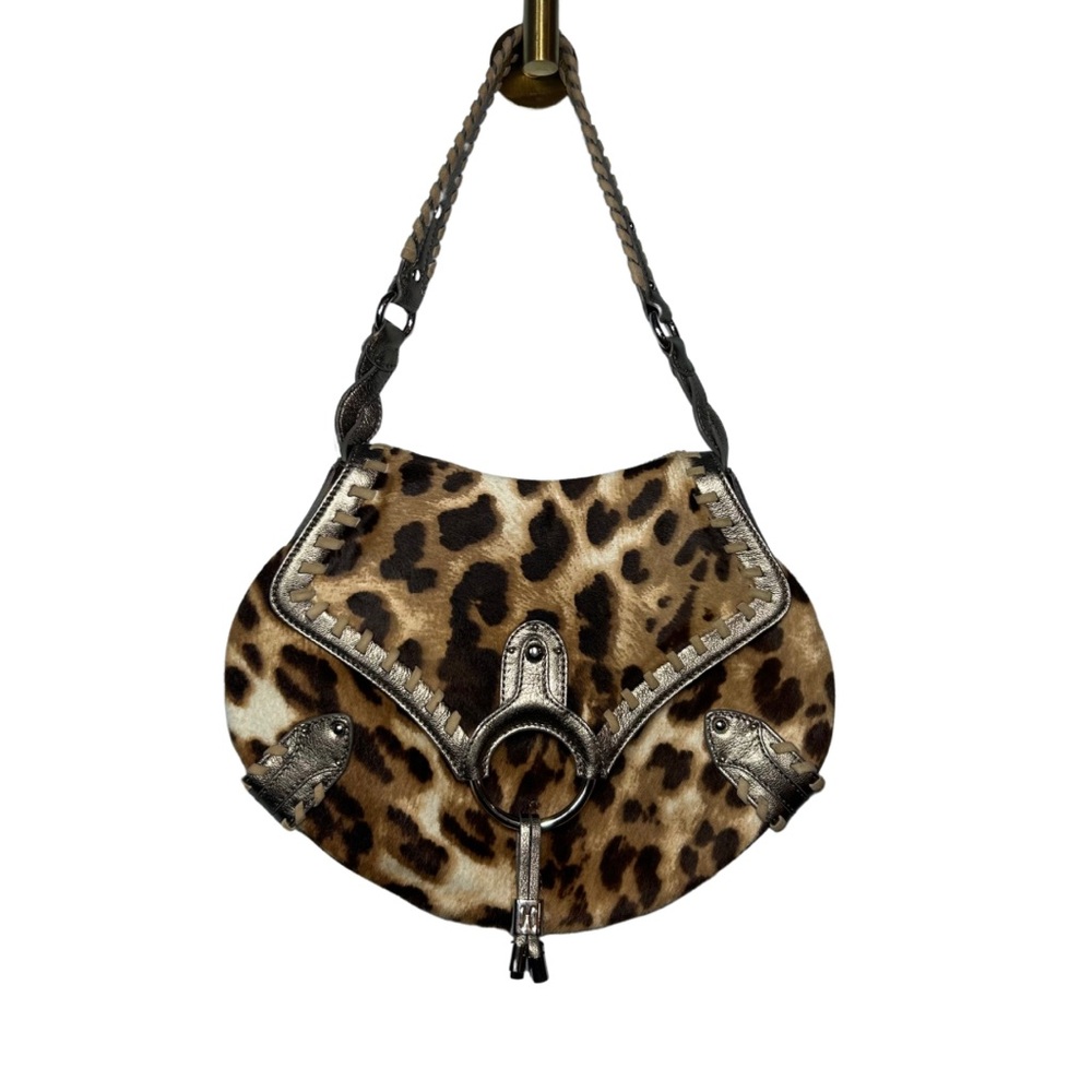 NWT Y2K Cole Haan leopard fur print suede purse boho western mob coachella
